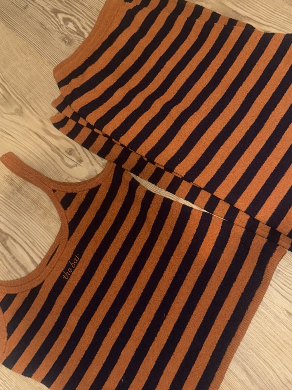 “The Bar” Striped Knit Tank & Pants Set - Rust and Black - Picture 2 of 5